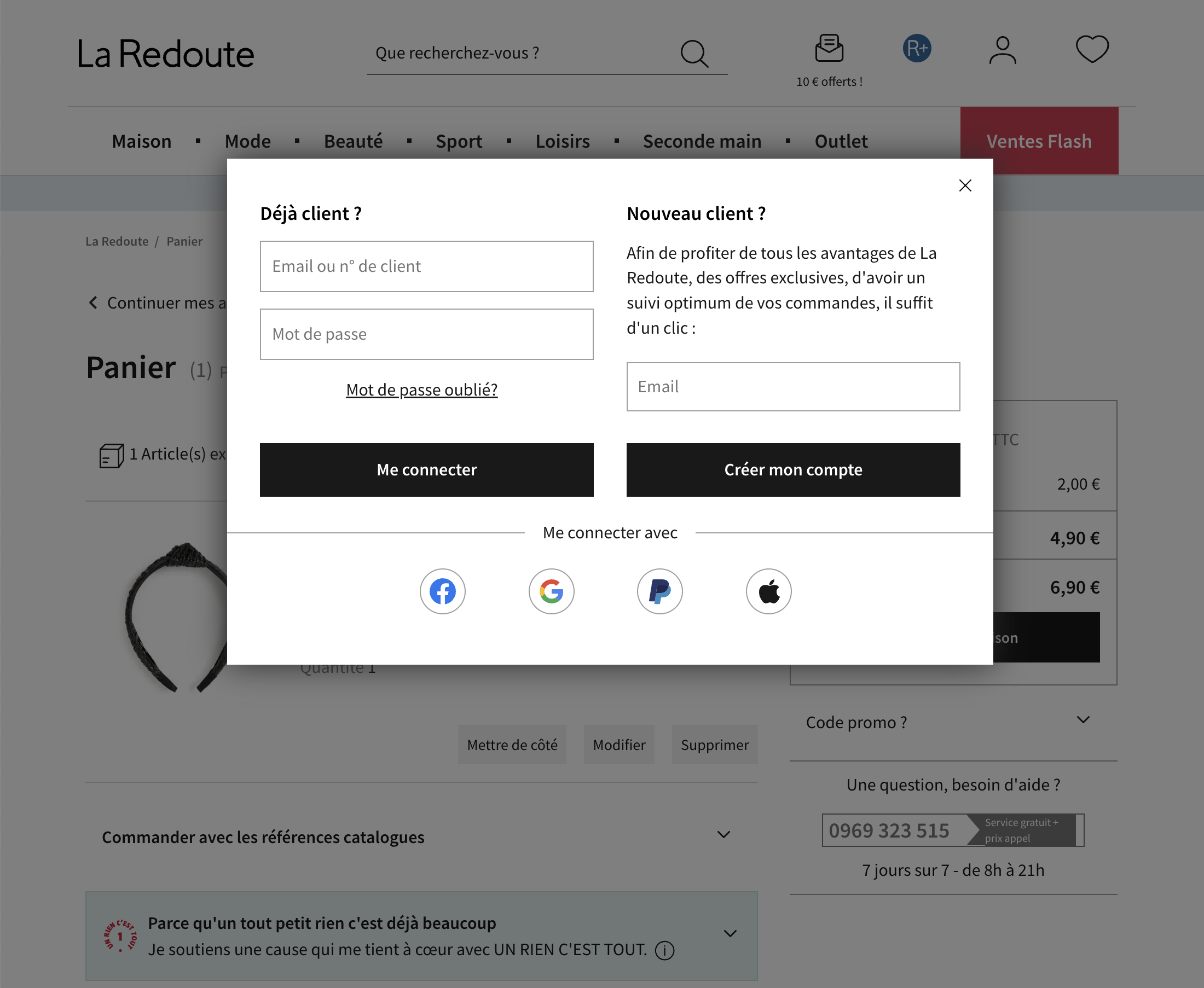 La Redoute’s Account Selection 55 of 688 Account Selection Examples Baymard Institute